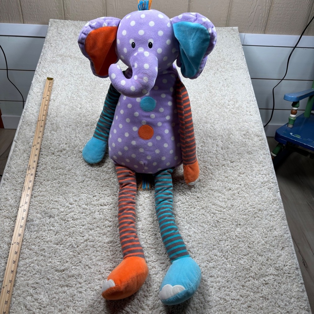 Sams West Inc‎ 34" Purple Polka Dot Elephant Plush Stuffed Animal Striped Limb